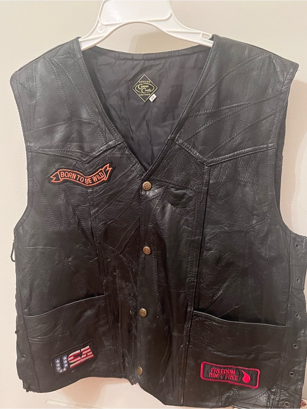 Canyon Creek genuine leather motorcycle vest size M